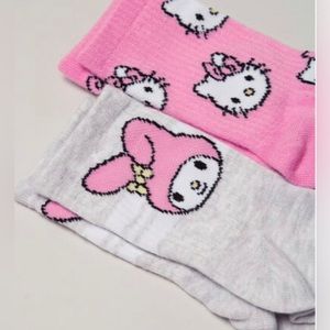 2 Pk Hello Kitty Crew Socks